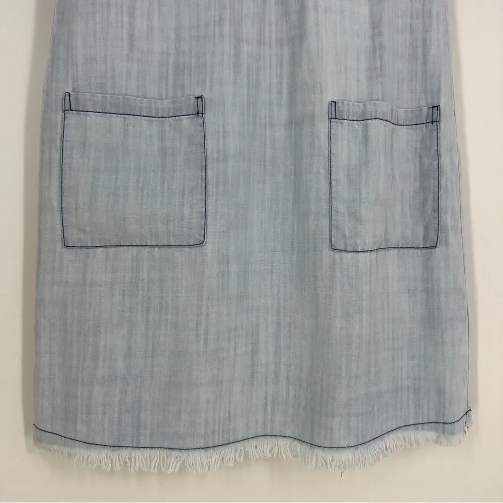 LULUS Women’s Light Blue Denim Lace Up Shift Dress Sz S